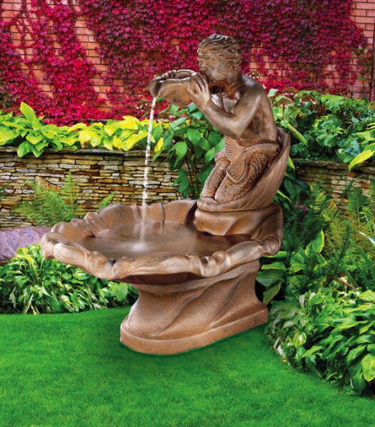 Triton Poseidon The Greek God Fountain conch Shell Water Feature